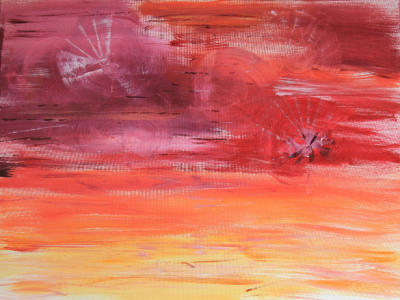 Aus den Wolken Rot  60 x 80 cm